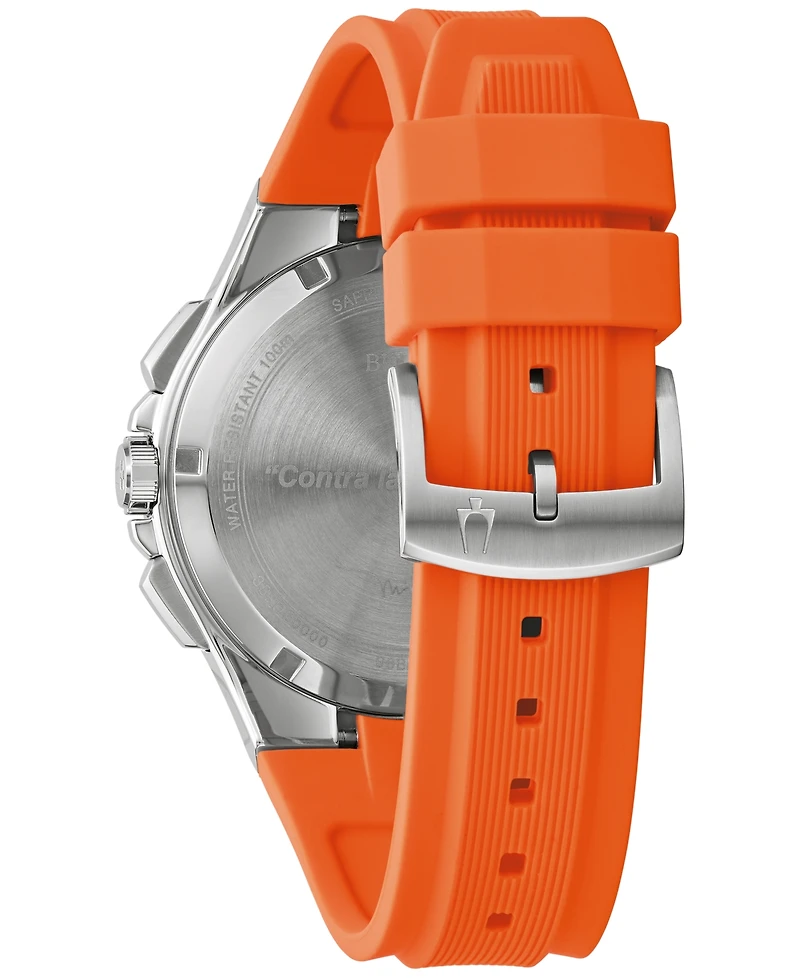 Bulova Men's Chronograph Marc Anthony Maquina Orange Silicone Strap Watch 46mm
