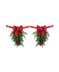 Set of 2 Mixed Cedar and Pine Christmas Chair Back Swags