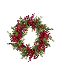 Artificial Frosted Berry and Pine Christmas Wreath 28" Unlit