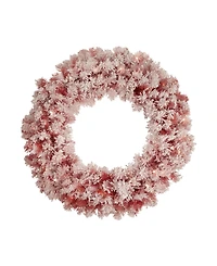 Pre-Lit Flocked Artificial Christmas Wreath 36" Clear Lights