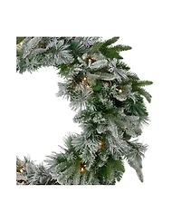 Pre-Lit Flocked Rosemary Emerald Angel Pine Artificial Christmas Wreath - 30" Clear Led Lights