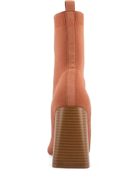 Journee Collection Women's Noralinn Knit Stacked Flared Heel Dress Booties