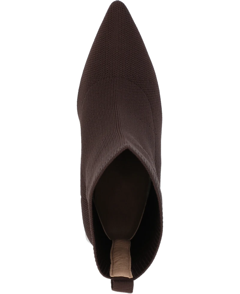 Journee Collection Women's Noralinn Knit Stacked Flared Heel Dress Booties