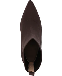 Journee Collection Women's Noralinn Knit Stacked Flared Heel Dress Booties