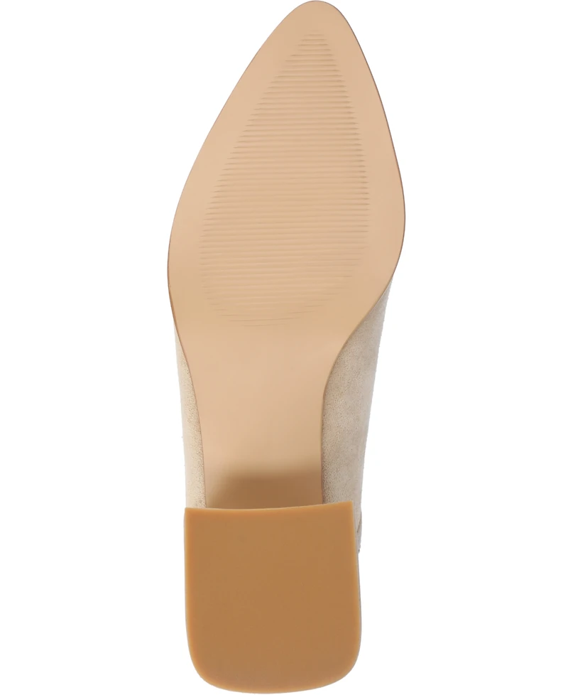 Journee Collection Women's Consuello Two Tone Pointed Toe Block Heel Booties