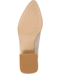 Journee Collection Women's Consuello Two Tone Pointed Toe Block Heel Booties