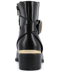 Journee Collection Women's Elley Buckle Strap Block Heel Booties