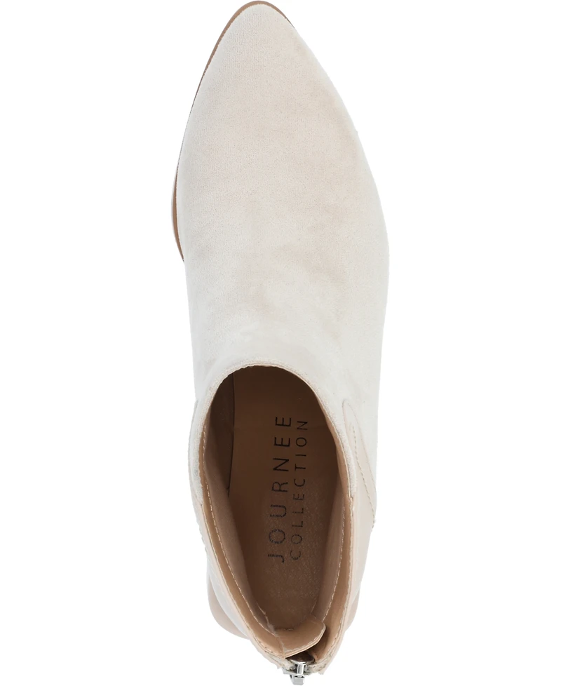 Journee Collection Women's Consuello Two Tone Pointed Toe Block Heel Booties