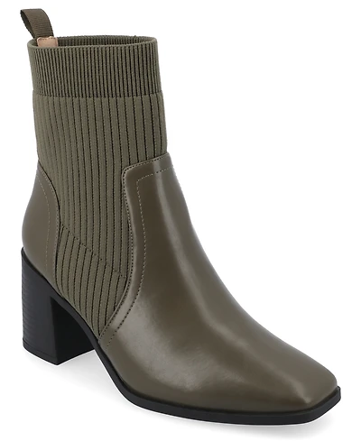 Journee Collection Women's Harlowe Chelsea Knit Block Heel Booties