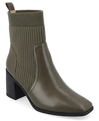Journee Collection Women's Harlowe Chelsea Knit Block Heel Booties