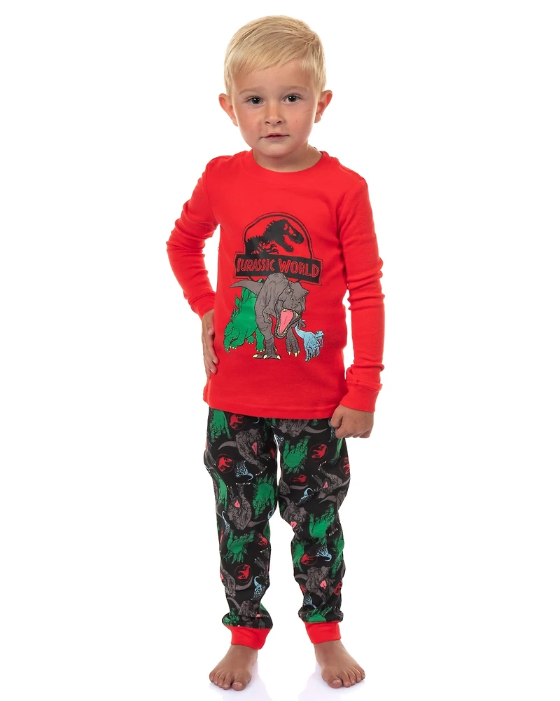 Jurassic Park Toddler Boys World Movie Film Logo Icon Tight Fit Sleep Pajama Set