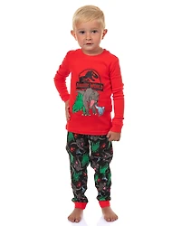 Jurassic Park Toddler Boys World Movie Film Logo Icon Tight Fit Sleep Pajama Set