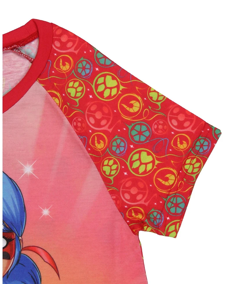 Miraculous Tales of Ladybug Girls Miraculous: & Cat Noir Nightgown Short-Sleeve Raglan Pajama