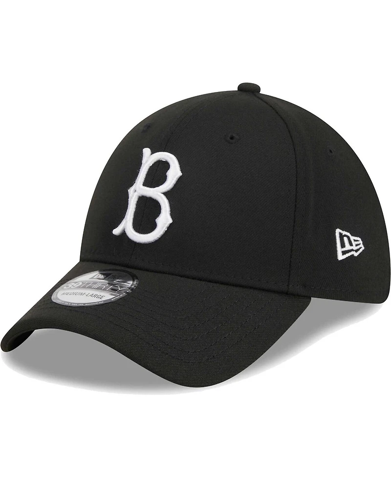 Men's New Era Black Brooklyn Dodgers Logo 39THIRTY Flex Hat