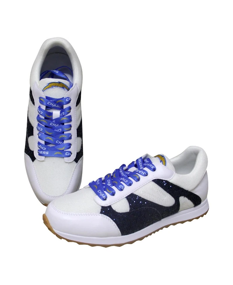 Women's Cuce White Los Angeles Chargers Glitter Sneakers