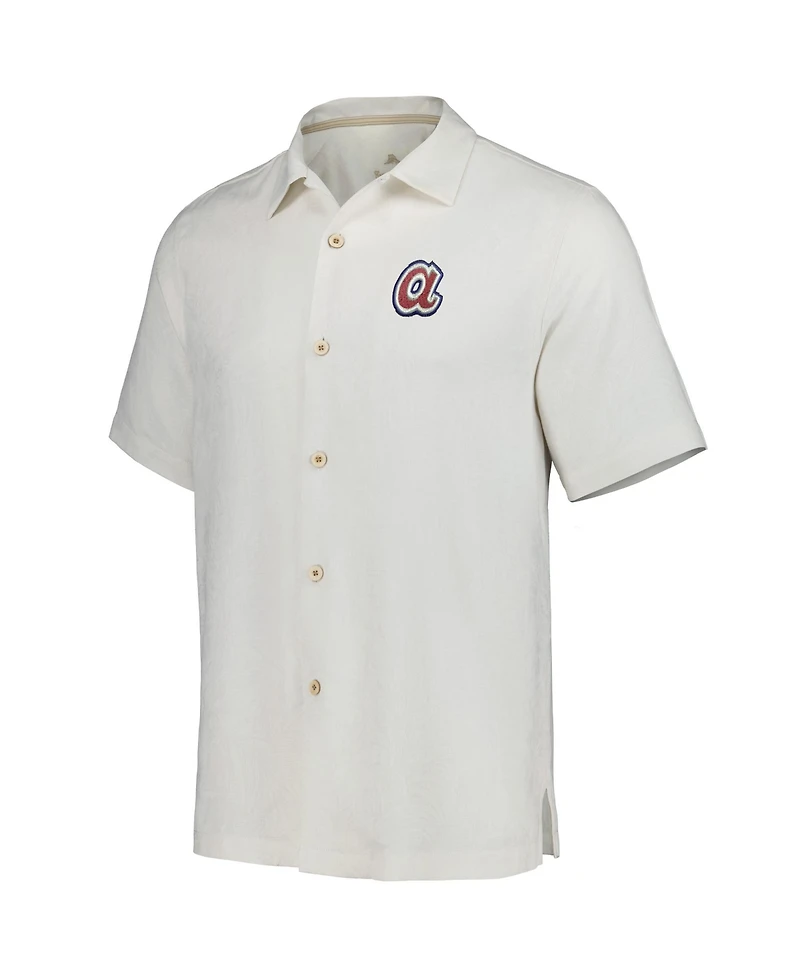 Men's Tommy Bahama White Atlanta Braves Sport Tropic Isles Camp Button-Up Shirt