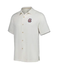 Men's Tommy Bahama White Atlanta Braves Sport Tropic Isles Camp Button-Up Shirt