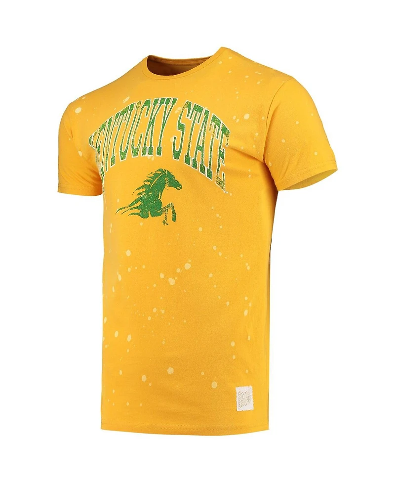 Men's Original Retro Brand Gold Kentucky State Thorobreds Bleach Splatter T-shirt