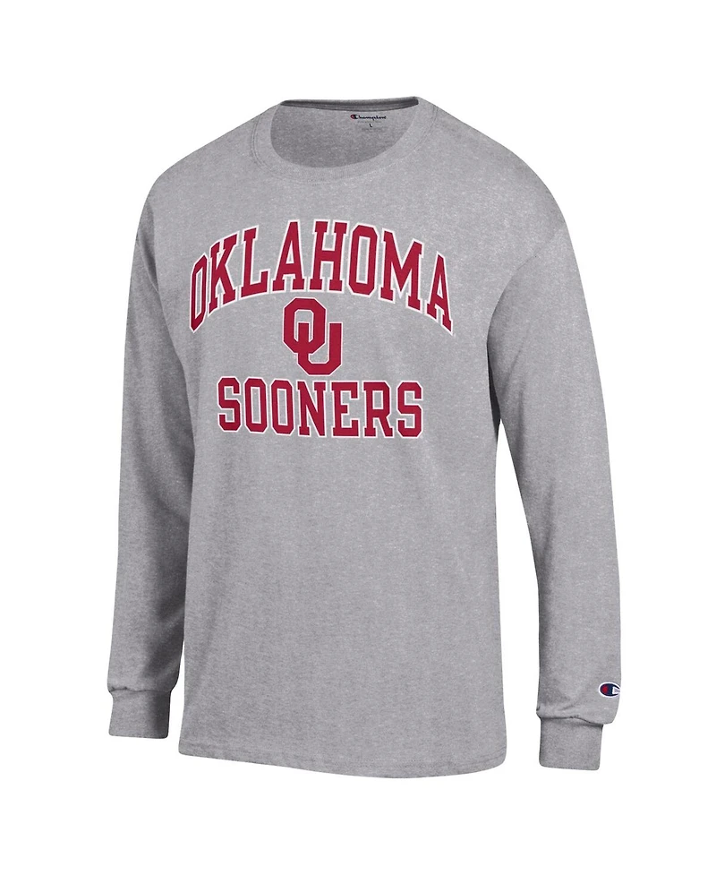 Men's Champion Heather Gray Oklahoma Sooners High Motor Long Sleeve T-shirt
