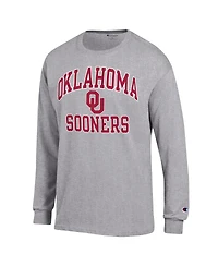 Men's Champion Heather Gray Oklahoma Sooners High Motor Long Sleeve T-shirt