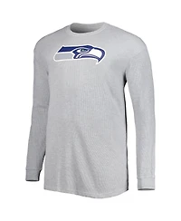 Men's Heather Gray Seattle Seahawks Big and Tall Waffle-Knit Thermal Long Sleeve T-shirt
