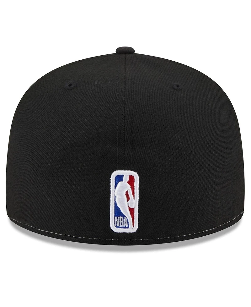 Men's New Era White, Black Utah Jazz Back Half 59FIFTY Fitted Hat
