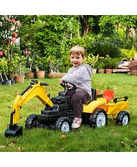 Aosom Kid's Ride-On Toy, Pedal Digger Construction Car,