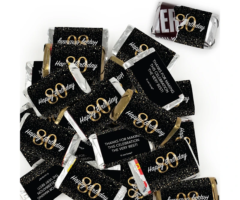 Just Candy 80th Birthday Candy Party Favors Hershey's Miniatures Chocolate - No Assembly Required, 76 Pieces