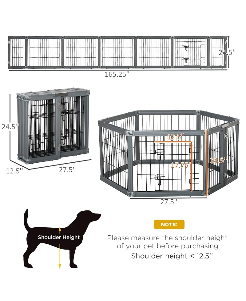 PawHut Heavy-Duty Puppy Playpen for Dogs Indoor or Outdoor W/ Door