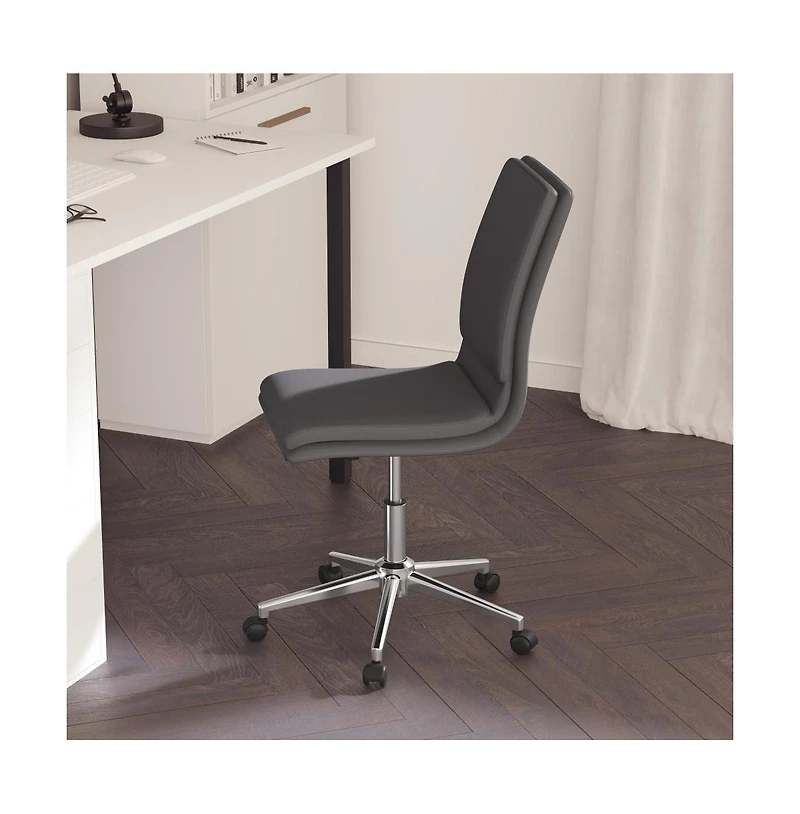 Merrick Lane Artemis Mid-Back Armless Home Office Chair With Height Adjustable Swivel Seat And Five Star Chrome Base