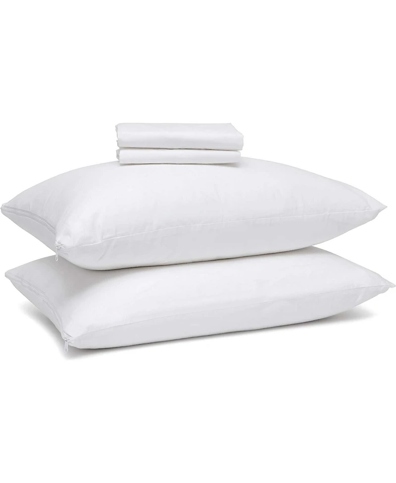 Circles Home 100% Cotton Breathable Pillow Protector with Zipper – White ( Pack
