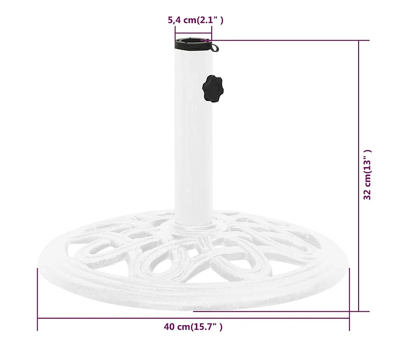 Umbrella Base White 15.7"x15.7"x12.6" Cast Iron
