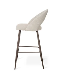 Glitzhome Set of 2 Fabric, Leatherette Bar Stool with Tapered Metal Legs