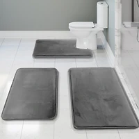 3 Piece Ultra Soft Non-Slip Plush Memory Foam Bath Rug Set