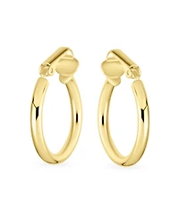 Bling Jewelry Classic Basic Simple Tube Lightweight Clip On Hoop Earrings Non Pierced Ears Gold Plated Sterling Silver .75 Diameter