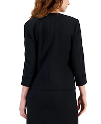 Kasper Women's Stretch Crepe Open-Front Roll-Sleeve Jacket, Regular & Petite