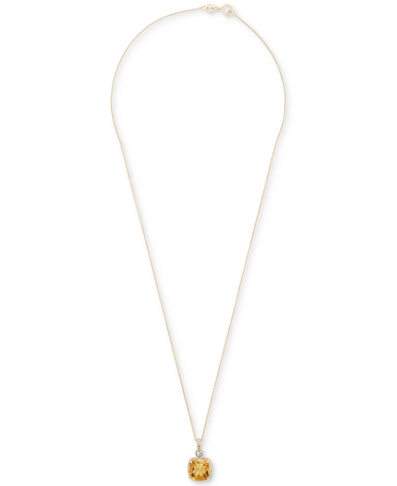 Citrine (2-1/3 ct. t.w.) & Lab-Grown White Sapphire (1/20 ct. t.w.) 18" Pendant Necklace in 14k Gold-Plated Sterling Silver