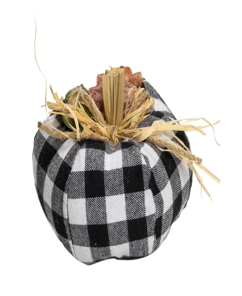 5" White and Black Buffalo Plaid Fall Harvest Pumpkin