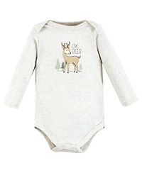 Hudson Baby Boys Cotton Long-Sleeve Bodysuits, Forest Deer 3-Pack, 12-18 Months