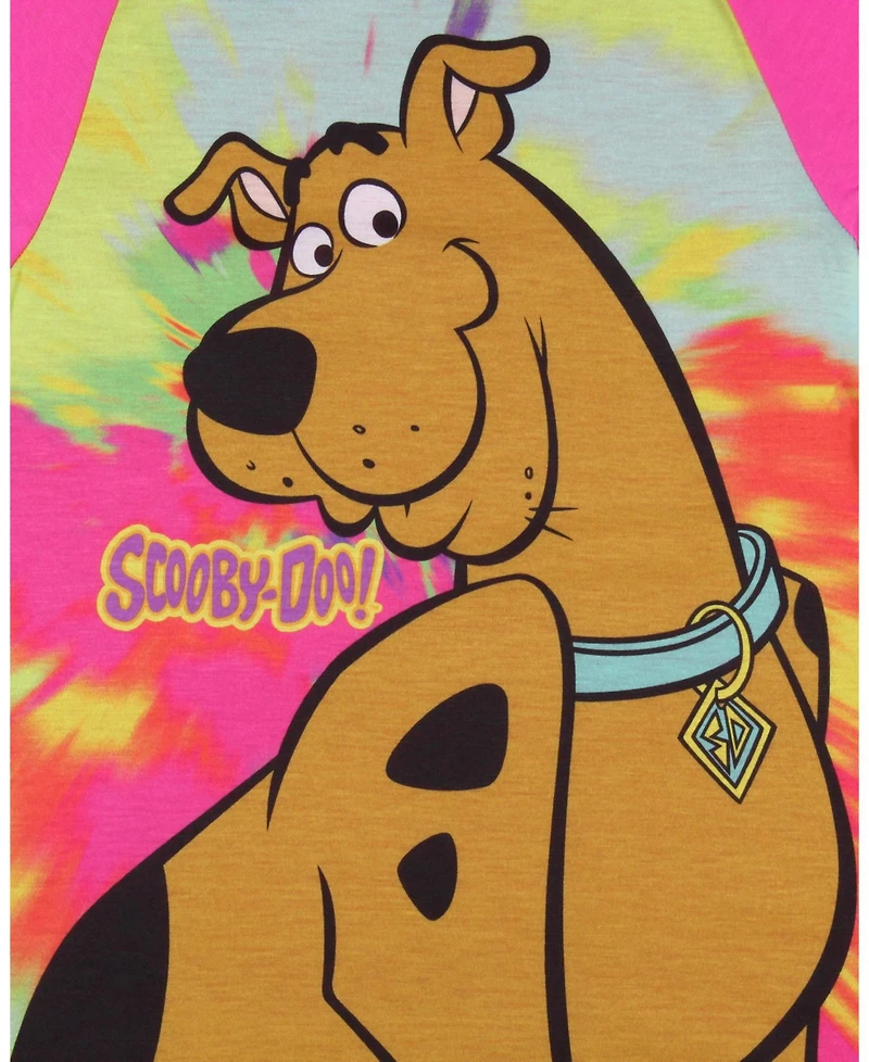 Scooby-Doo Girls Nightgown Tie-Dye Classic Character Short-Sleeve Raglan Pajama
