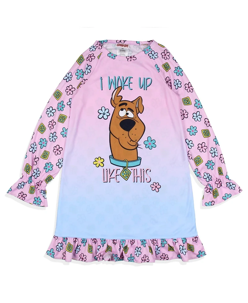 Scooby-Doo Girls Nightgown I Woke Up Like This Flower Long-Sleeve Raglan Pajama