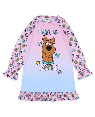 Scooby-Doo Girls Nightgown I Woke Up Like This Flower Long-Sleeve Raglan Pajama