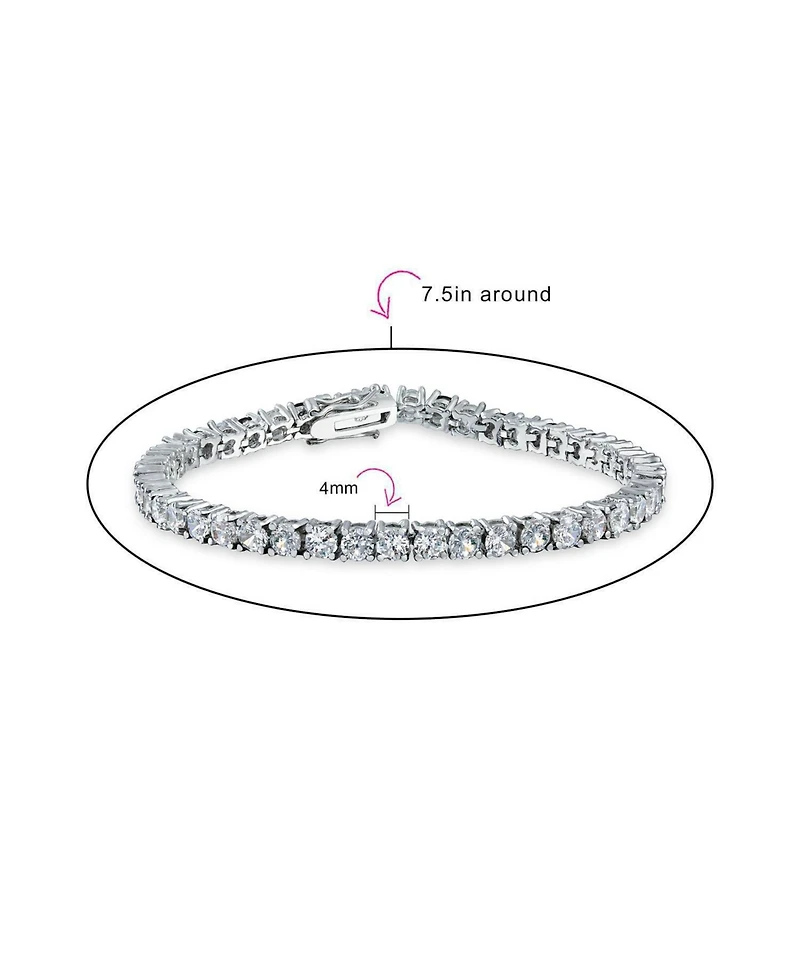 Bling Jewelry 12 Ctw 4 Prong Basket Set Solitaire Round Cubic Zirconia Cz Tennis Bracelet Prom 7.5 Inch