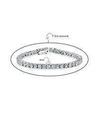 Bling Jewelry 12 Ctw 4 Prong Basket Set Solitaire Round Cubic Zirconia Cz Tennis Bracelet Prom 7.5 Inch