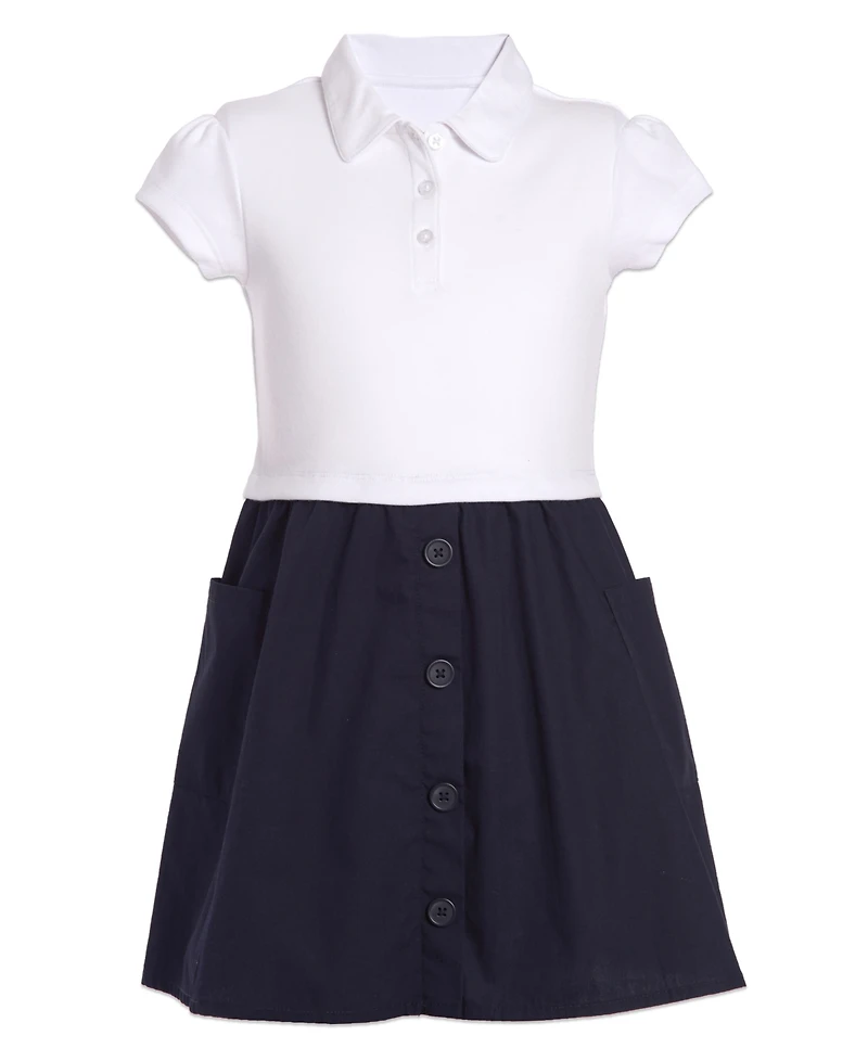 Nautica Big Girls Uniform 2 Tone Interlock Dress
