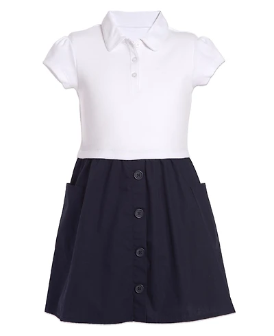 Nautica Big Girls Uniform 2 Tone Interlock Dress