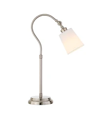 Hudson & Canal Harland 25" Linen Shade Tall Arc Table Lamp