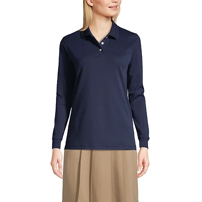 Lands' End Women's Tall Long Sleeve Interlock Polo Shirt
