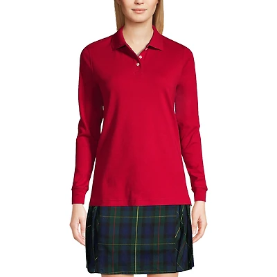 Lands' End Women's Tall Long Sleeve Interlock Polo Shirt