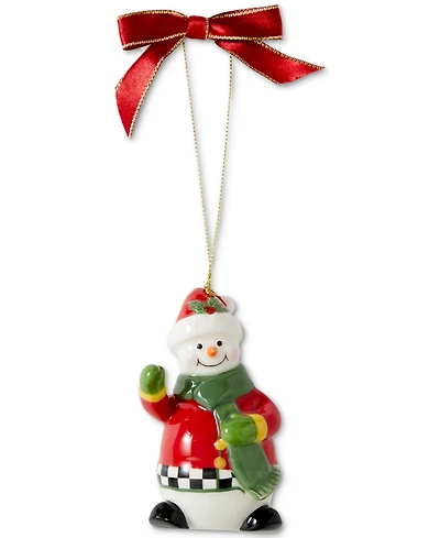 Spode Christmas Tree Black and White SnowWoman Ornament